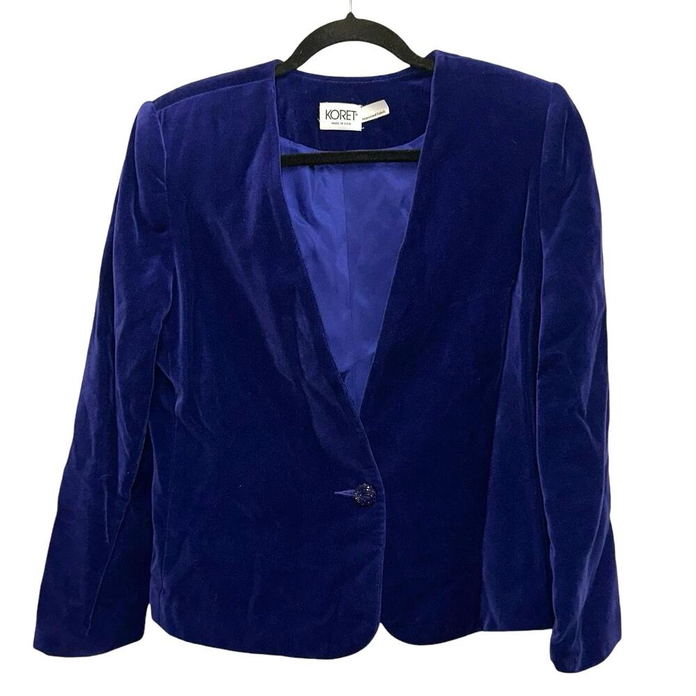 Vintage Koret Velvet Blazer Purple USA Made Cropped Jacket 10‎